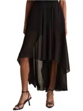 REISS Lucie Black Shorts with Wide Leg Sheer Culotte Overlay Size US 0
